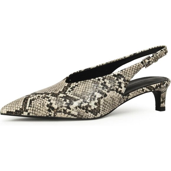 ⚡Women's Slingback  2 IN Kitten Heels Pointed Toe Pumps Low Heel Faux Leather - Picture 1 of 5